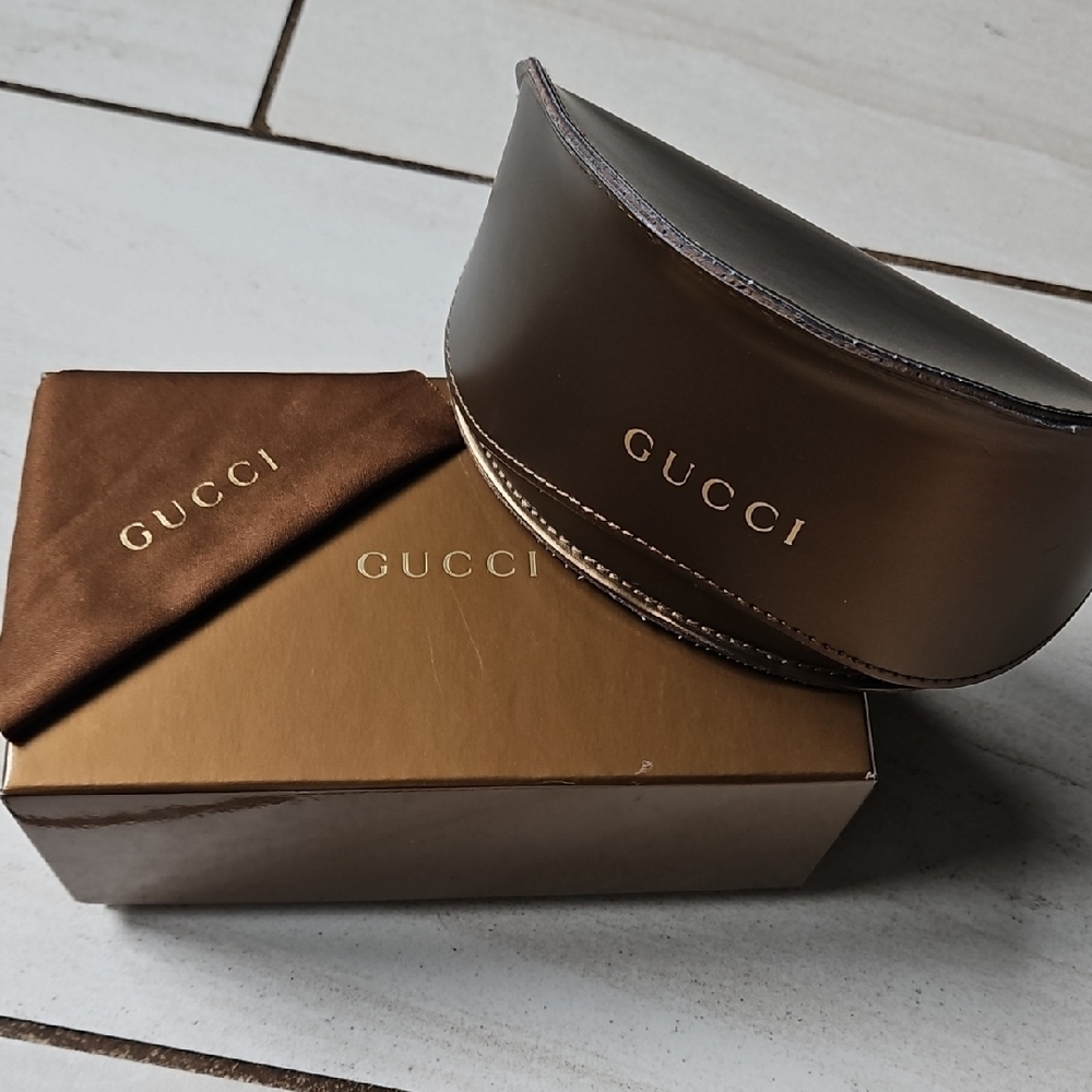 Gucci Bamboo GG Logo Crystal Gold Maroon Sunglasses w/Case + Box - Picture 6 of 8